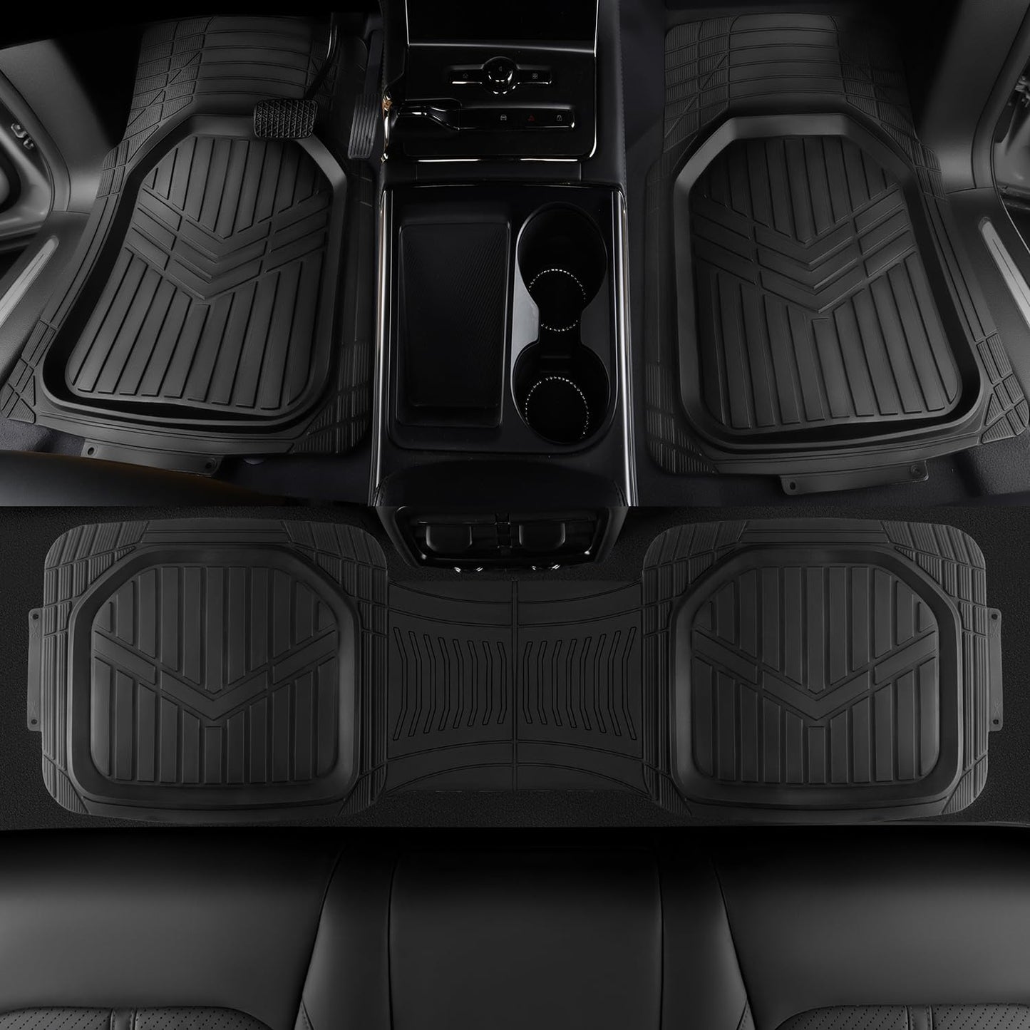 Amazon Basics Heavy Duty PVC Floor Mats 3-Piece – Black