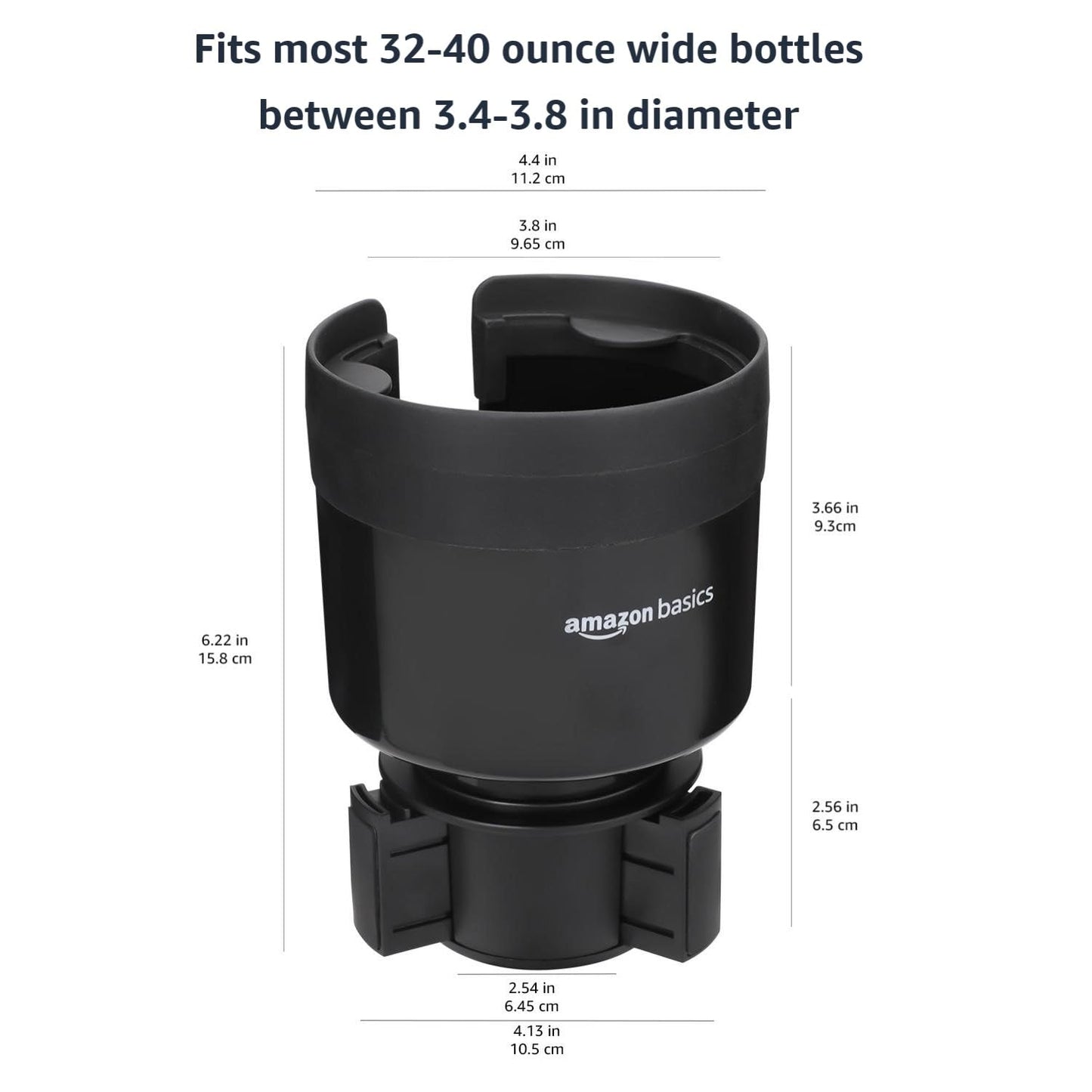 Amazon Basics Adjustable Car Cup Holder Expander – Black
