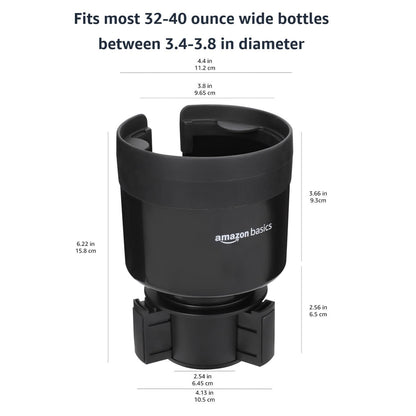Amazon Basics Adjustable Car Cup Holder Expander – Black