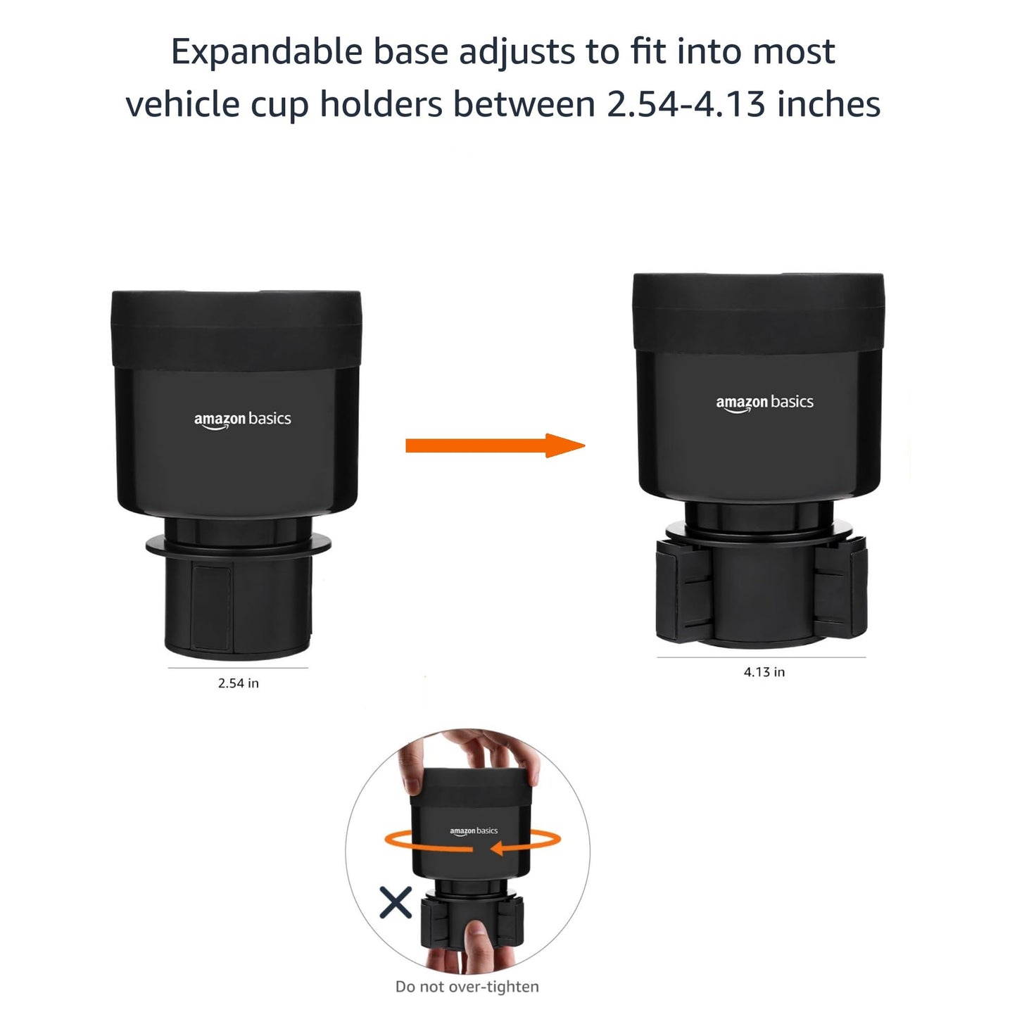 Amazon Basics Adjustable Car Cup Holder Expander – Black