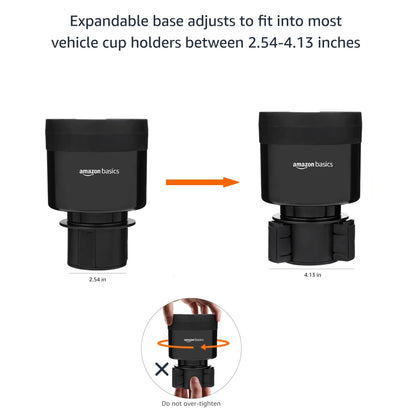 Amazon Basics Adjustable Car Cup Holder Expander – Black
