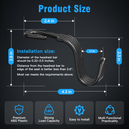 Amooca Vehicle Headrest Storage Hooks for Bags & Groceries