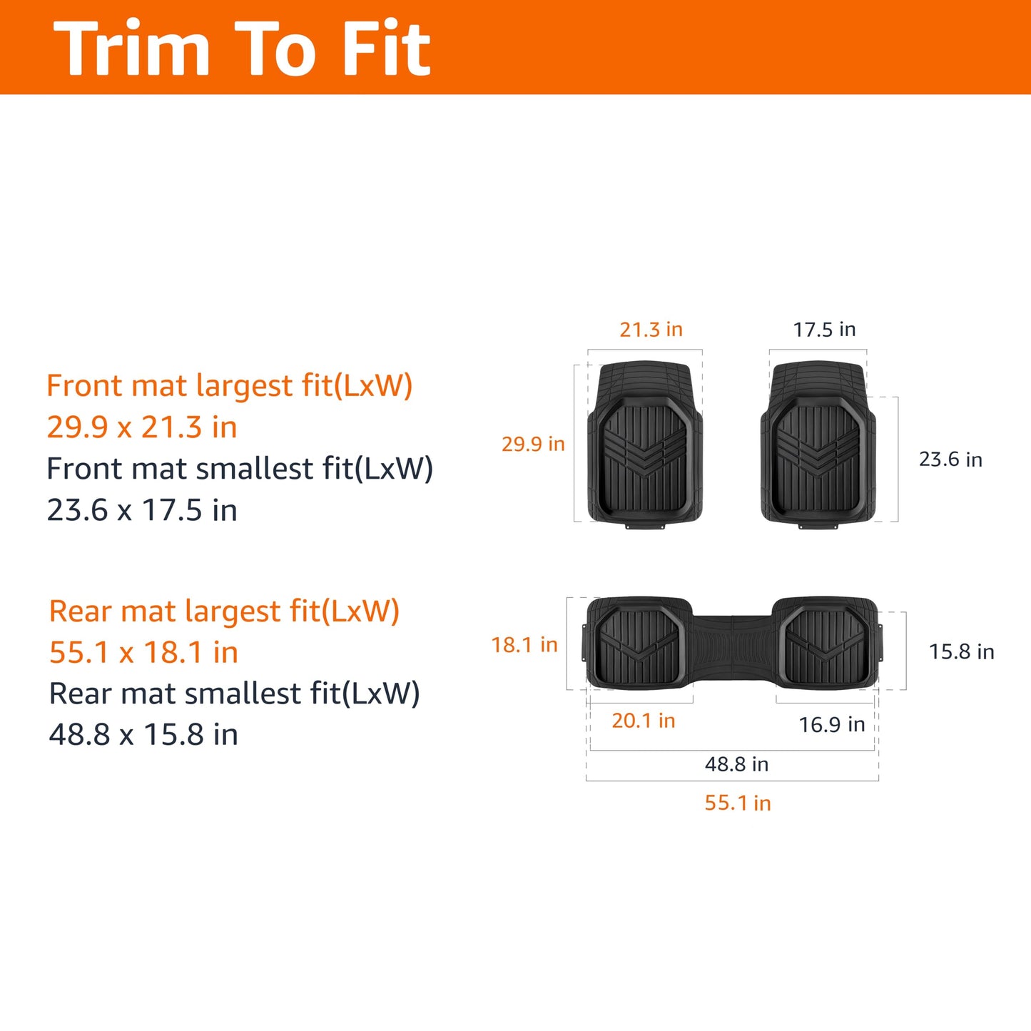 Amazon Basics Heavy Duty PVC Floor Mats 3-Piece – Black