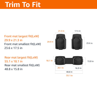 Amazon Basics Heavy Duty PVC Floor Mats 3-Piece – Black
