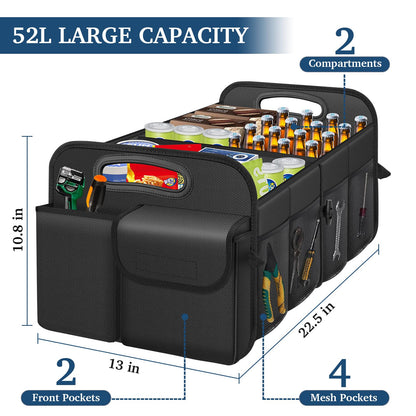 Femuar Large Capacity Car Trunk Organizer – Black