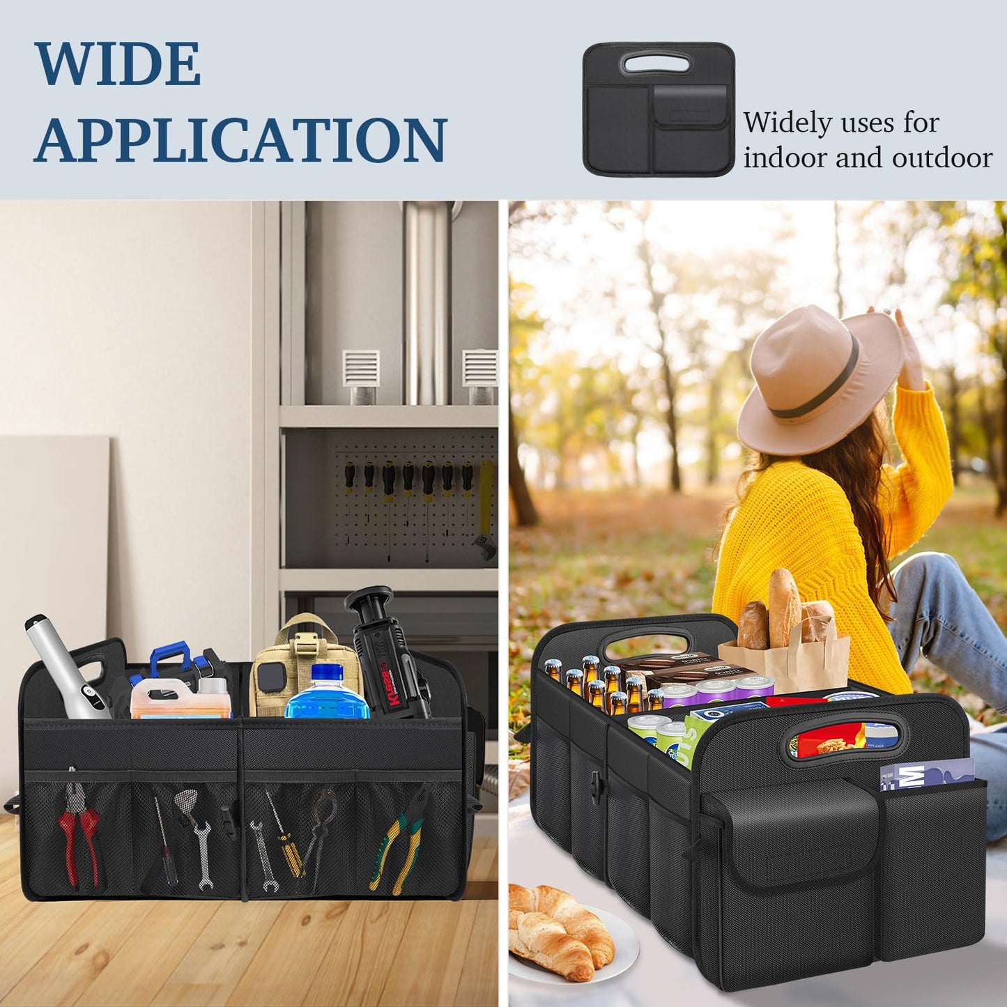 Femuar Large Capacity Car Trunk Organizer – Black
