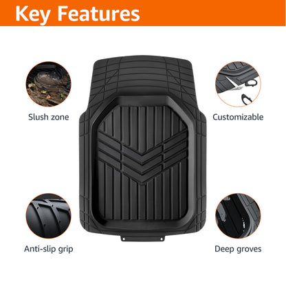 Amazon Basics Heavy Duty PVC Floor Mats 3-Piece – Black